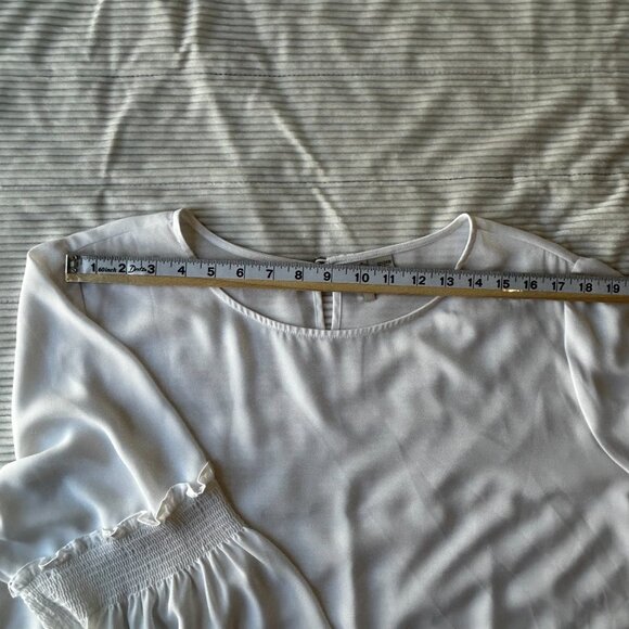 Cato Women’s Plus Size 22/24W White Blouse Boho Flowy 3/4 Bell Sleeve Top - Picture 11 of 14